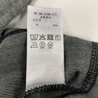 新品同様◆バトナー Tシャツ カットソー ボーダー 半袖 サマーウール bn-26sm-073 ブラック系 メンズ サイズ1 BATONER 【AFB47】