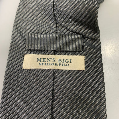 メンズビギ ネクタイ シルク ストライプ 無地 グレー系 MEN`s BIGI【AFI18-3】