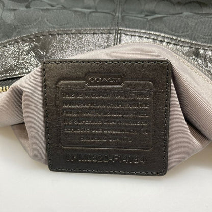 コーチ ハンドバッグ シグネチャー ワンショルダー ロゴ刻印 ガラスレザー レディース ブラック COACH【AFE10】