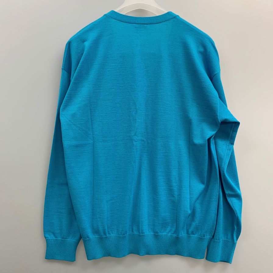 未使用◆キャッシュ＆バルバ カーディガン ウーステッドカシミヤ 150 ライトブルー メンズ サイズ2 IMWSW002 Cash&Barba 【AFB27】