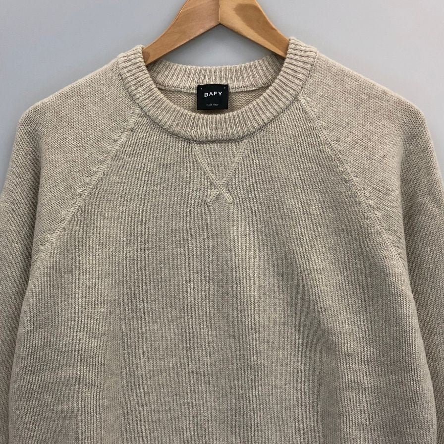 中古◆バフィー ウール リネン 混合 クールネック ニット メンズ サイズ 44 ブラウン系 BAFY 【AFB28】