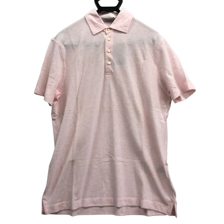 新品同様◆エルメネジルドゼニア ポロシャツ ピンク コットン  サイズM/50 Ermenegildo Zegna 【AFB36】