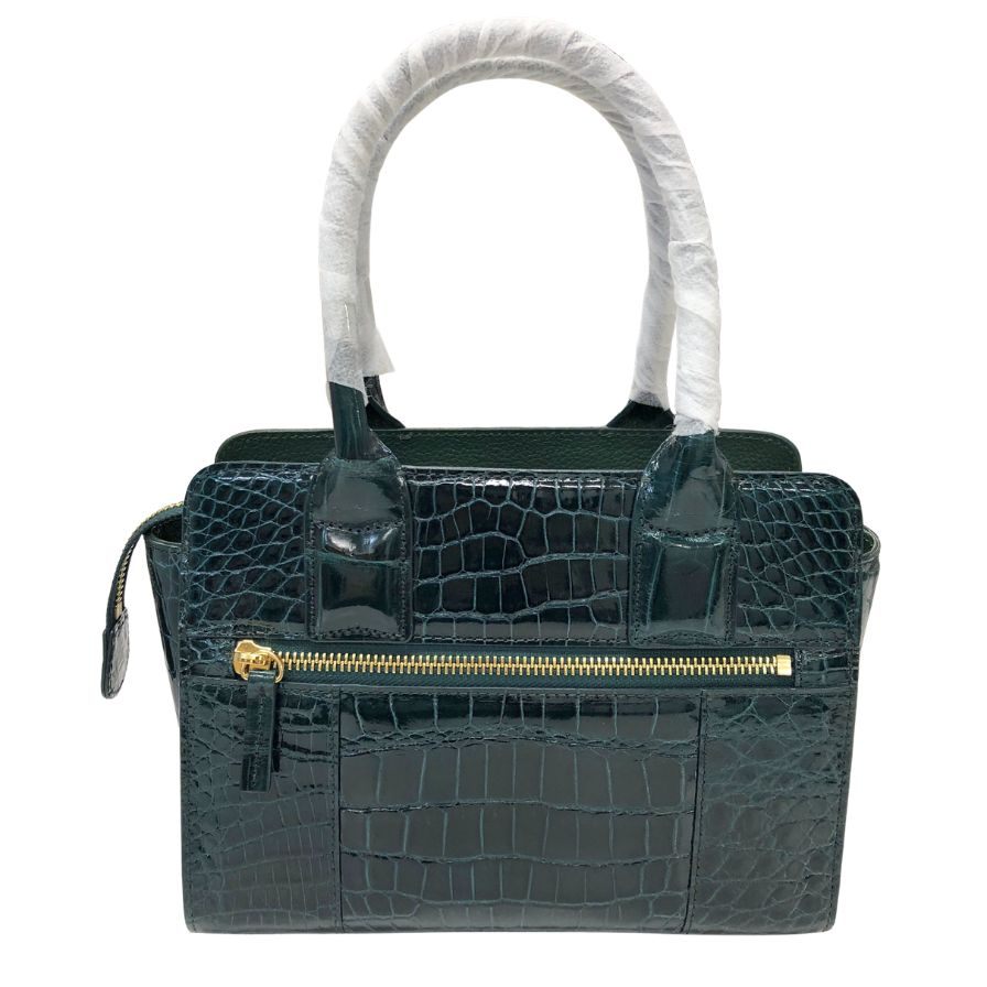 サンポー  クロコ ハンド ショルダーバッグ グリーン   三宝【AFE10】