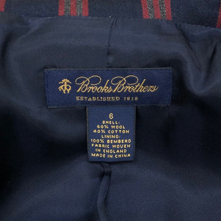 中古◆ブルックスブラザース ストライプ ジャケット  レディース  サイズ6 ネイビー＆レッド Brooks Brothers 【AFB50】