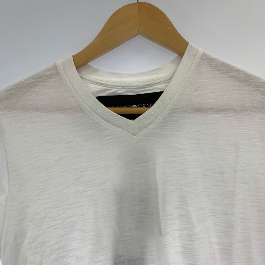 新品同様◆ハイドロゲン Tシャツ  Vネック ロゴ デザイン コットン ホワイト XS HYDROGEN 【AFB16】