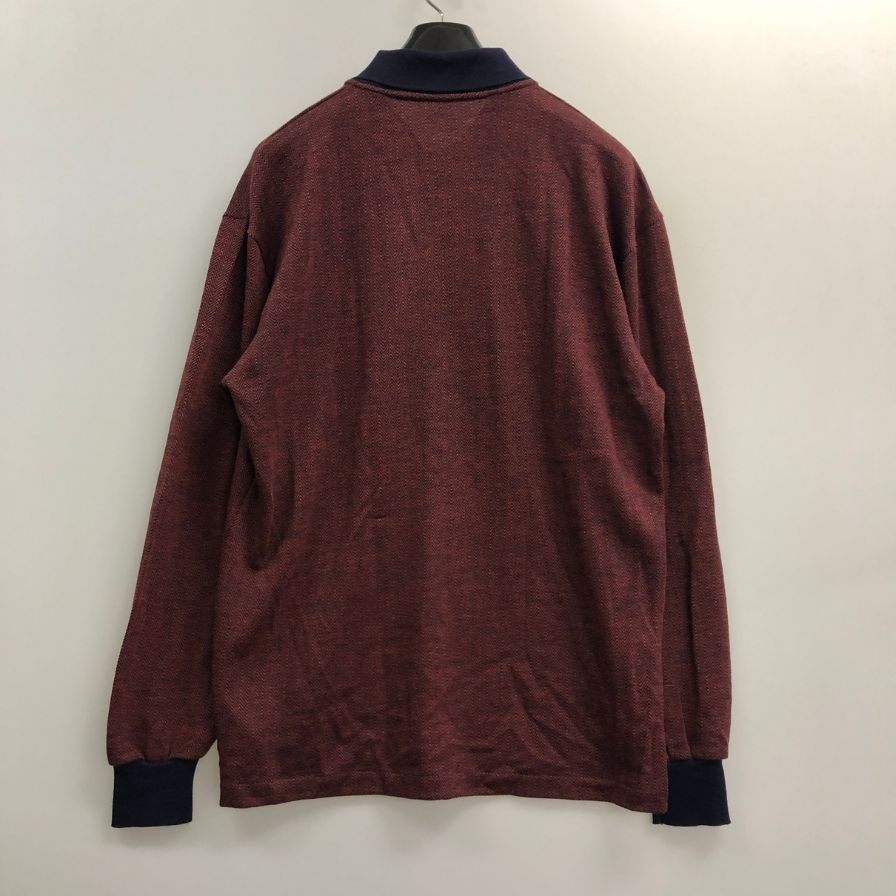 中古■ダンヒル ニット ポロシャツ 長袖 ウール100% ボルドー系 サイズL dunhill 【AFB41】