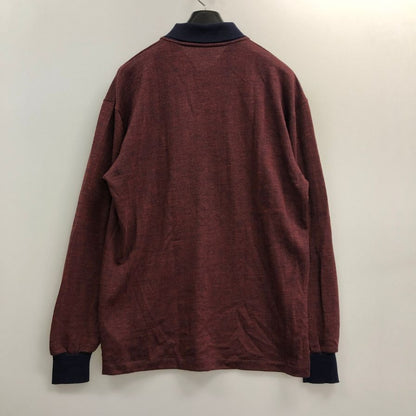 中古■ダンヒル ニット ポロシャツ 長袖 ウール100% ボルドー系 サイズL dunhill 【AFB41】