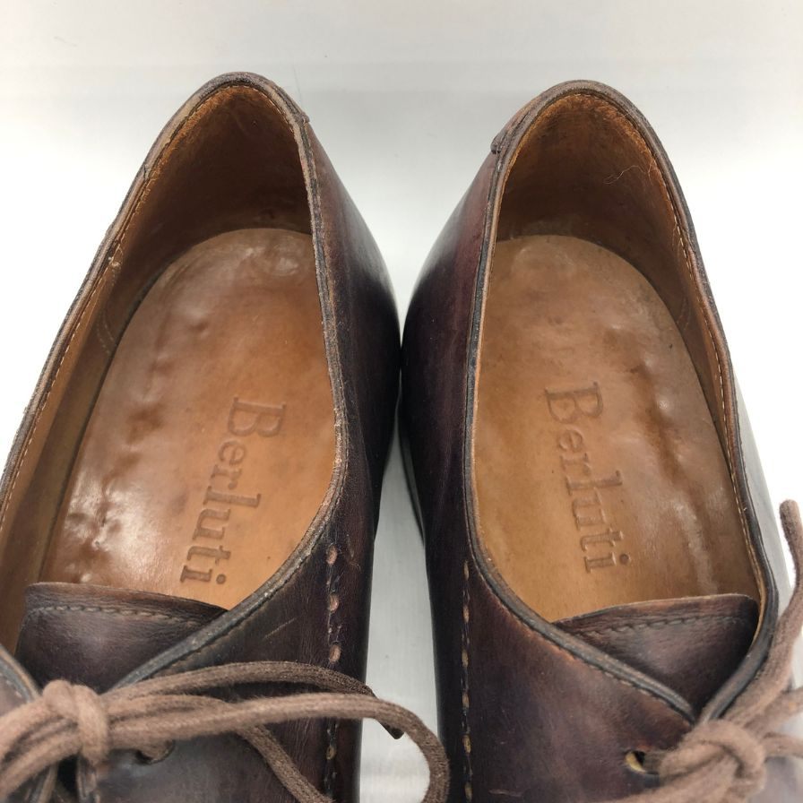 ベルルッティ ホールカット レザー メダリオン パティーヌ メンズ ブラウン サイズUK6.5 Berluti 約25.5cm【PTM4】