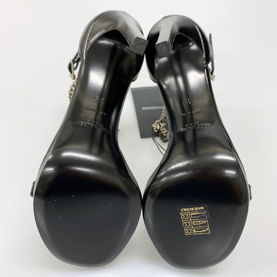 サンローランパリ ストラップサンダル ハイヒール チェーン ブラック レディース サイズ35 SAINT LAURENT PARIS 約21.5cm【AFC43】
