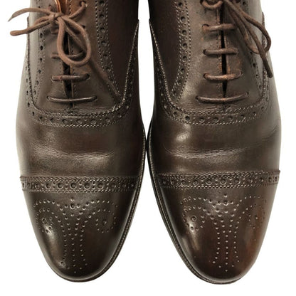 クロケット&ジョーンズ セミブローグシューズ コベントリー レザー メンズ ダークブラウン サイズUK8.5E 341ラスト CROCKETT&JONES COVENTRY ビジネスシューズ 約27.0cm【LA】【中古】