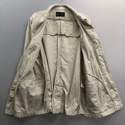 美品◆アルマーニジーンズ コットン フィールドジャケット トップス イタリア製 メンズ サイズ52 クリーム系 ARMANI JEANS 【AFB28】