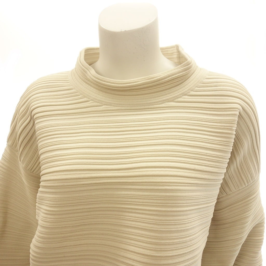 Good condition ◆ Pleats Please Issey Miyake High Neck Knit PP33KK792 Crepe Ladies Ivory Size F PLEATS PLEASE ISSEY MIYAKE CREPE KNIT [AFB41] 