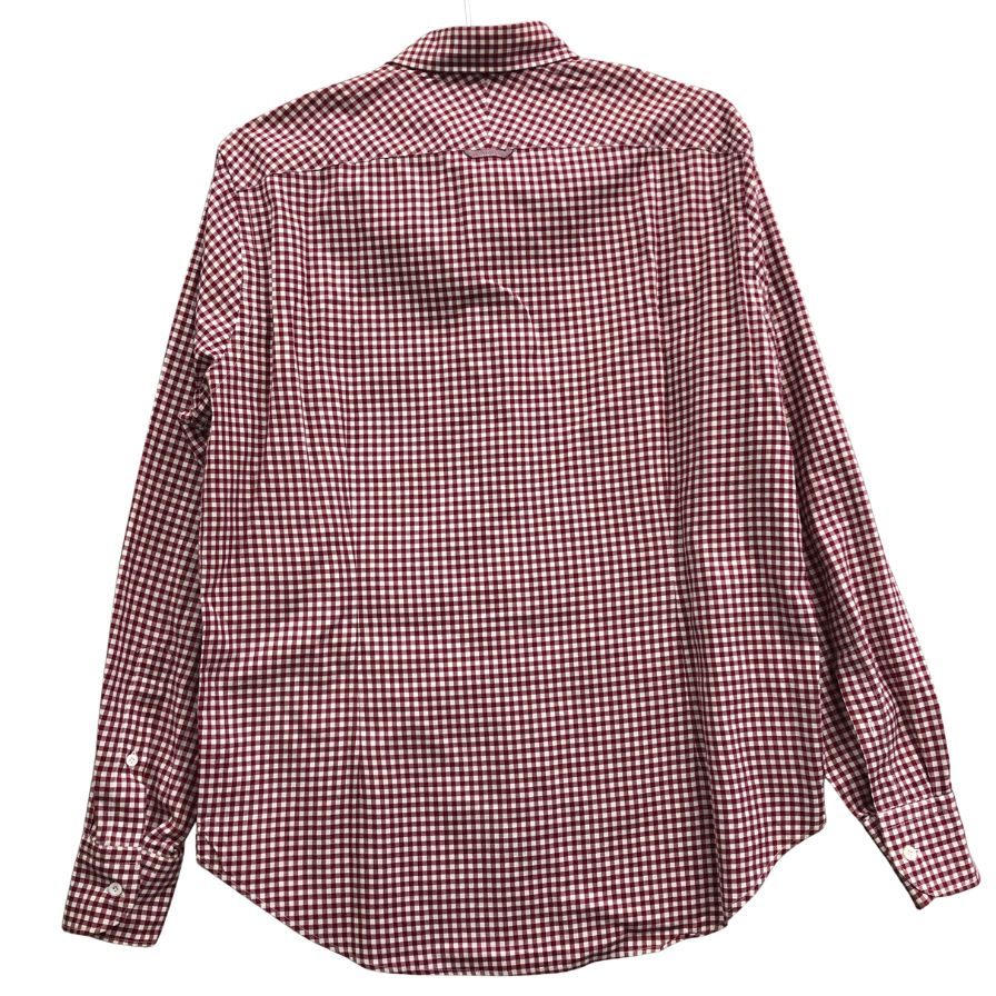 美品◆スーツカンパニー ギンガムチェックシャツ 長袖 スリムフィット コットン レッド系 サイズL  THE SUIT COMPANY 【AFB43】