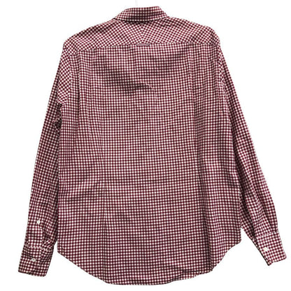 美品◆スーツカンパニー ギンガムチェックシャツ 長袖 スリムフィット コットン レッド系 サイズL  THE SUIT COMPANY 【AFB43】