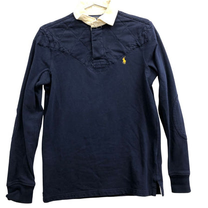 美品◆ポロラルフローレン ラガーシャツ コットン アクリル ネイビー メンズ サイズXS Polo Ralph Lauren 【AFB43】