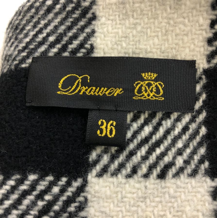 ドゥロワー 23AW ケヌキスカート ブロックチェック バッファロー 6524-299-1761 ホワイト ブラック サイズ36 Drawer【AFB41】