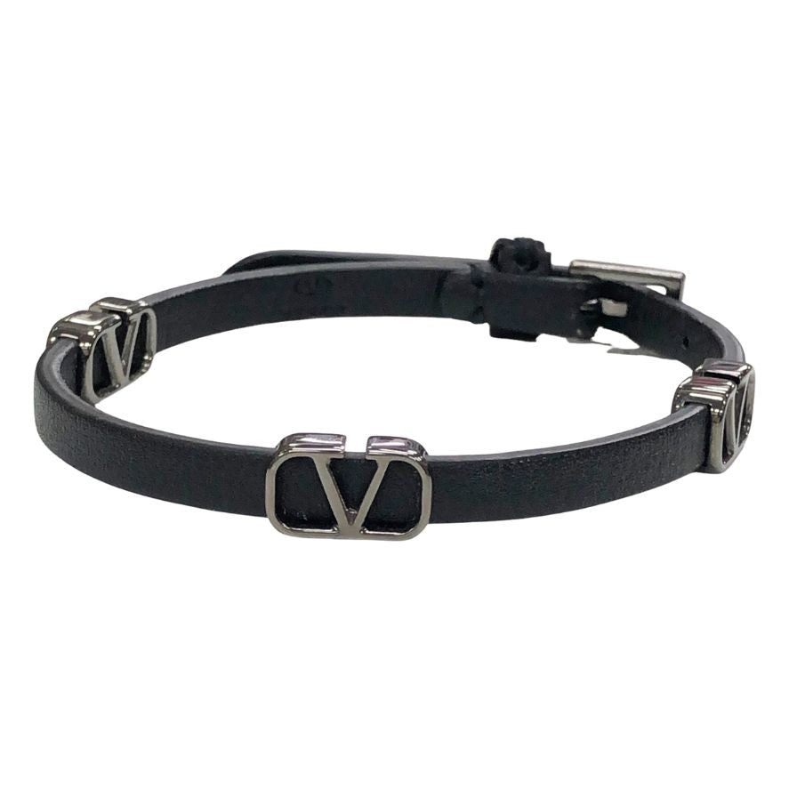 ヴァレンティノ レザー ブレスレット ブラック シルバー金具 レディース VALENTINO