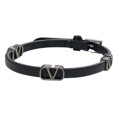 ヴァレンティノ レザー ブレスレット ブラック シルバー金具 レディース VALENTINO