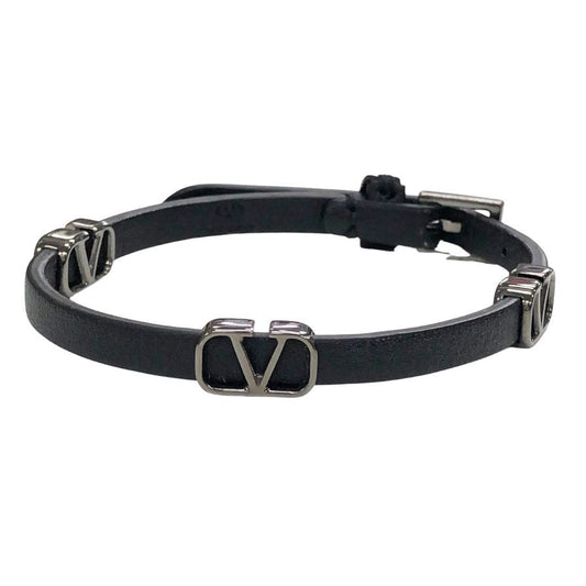 ヴァレンティノ レザー ブレスレット ブラック シルバー金具 レディース VALENTINO