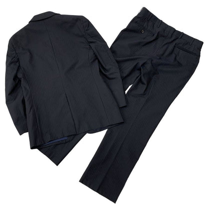 エルメネジルド ゼニア スーツセット 2Bジャケット ストライプ センターベント ゼニア生地 ネイビー メンズ ErmenegildoZegna【AFB27】