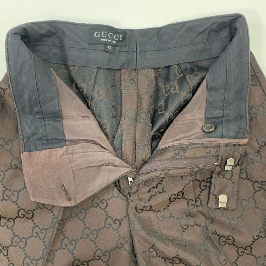 グッチ GG柄 スラックス レディース サイズ40 ブラウン  GUCCI 【AFB21】