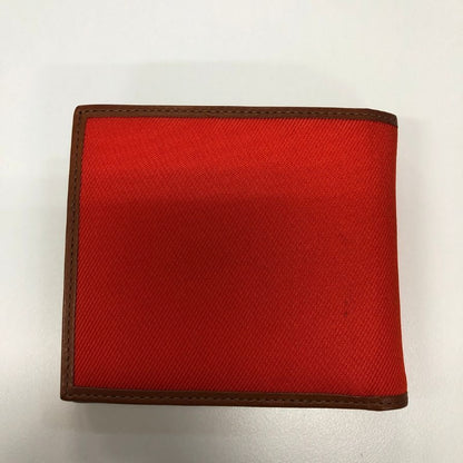 ポロ ラルフローレン レザー×キャンバス パスケース付 二つ折り 財布 ロゴエンボス オレンジ POLO RALPH LAUREN【AFI2】