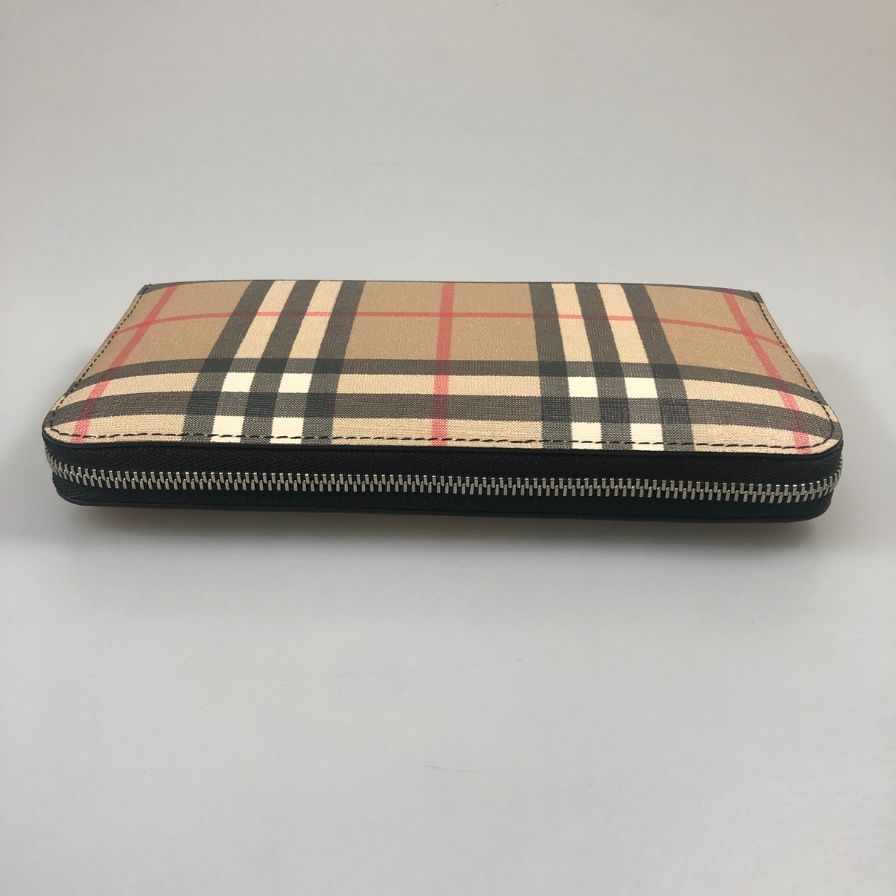 バーバリー ラウンドファスナー PVC×レザー 長財布 チェック柄 BURBERRY【AFB55】