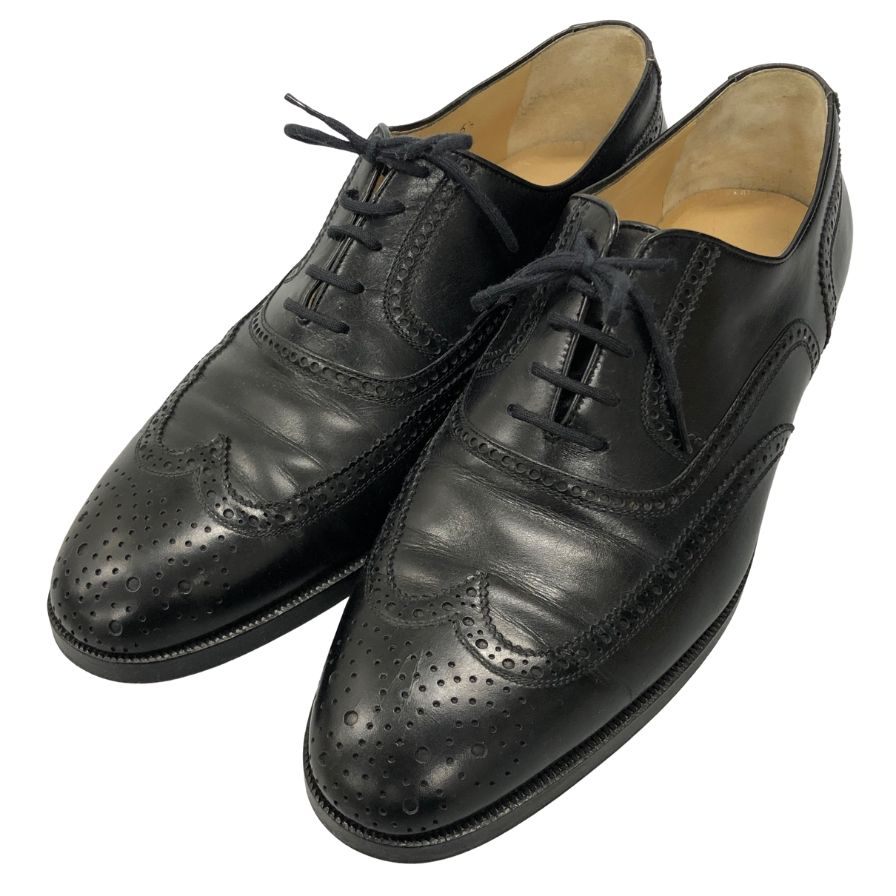 タニノクリスチー レースアップシューズ ウィングチップ ブラック レザー サイズ6.5 メンズ TANINO CRISCI 約25.0cm【AFC4】