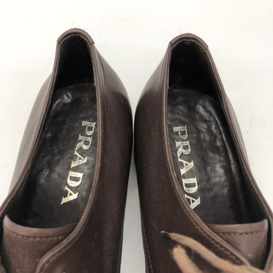 プラダ ダービーシューズ ダークブラウン サイズ5 PRADA 約25.0cm【AFC47】
