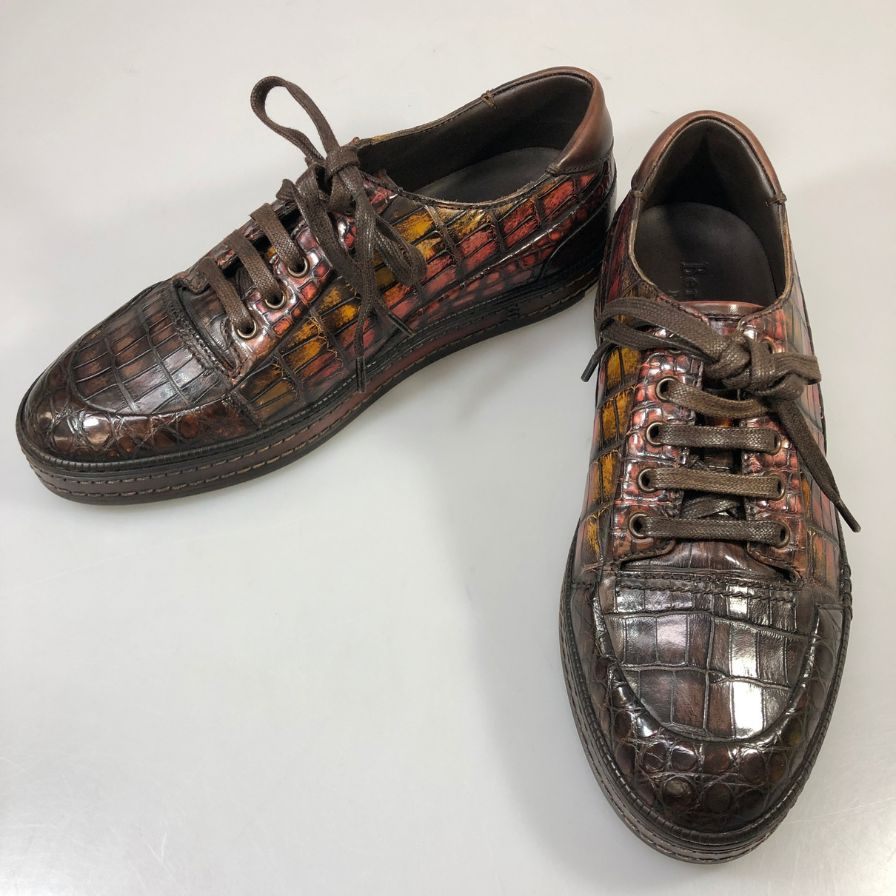 ベルルッティ アリゲーター スニーカー S3663 TDM RUST ALLIGATOR サイズ8 メンズ ブラウン Berluti 約27.0cm【AFC50】