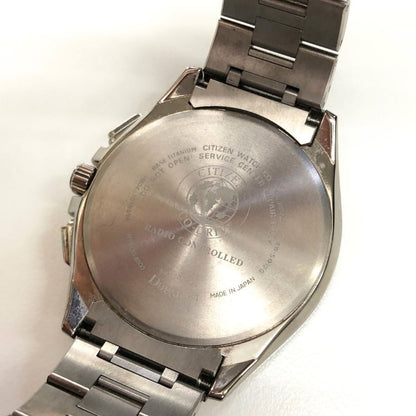 シチズン 腕時計 アテッサ エコドライブ チタン 電波 ソーラー H804-T018696 シルバー 青文字盤 メンズ CITIZEN【AFI9】