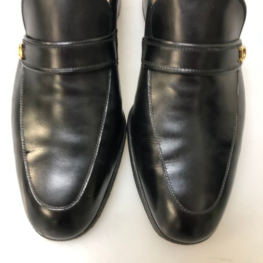 タニノクリスチー レザーシューズ スリッポン プレーントゥ ブラック サイズ5.5 メンズ TANINO CRISCI 約24.0cm【AFC36】