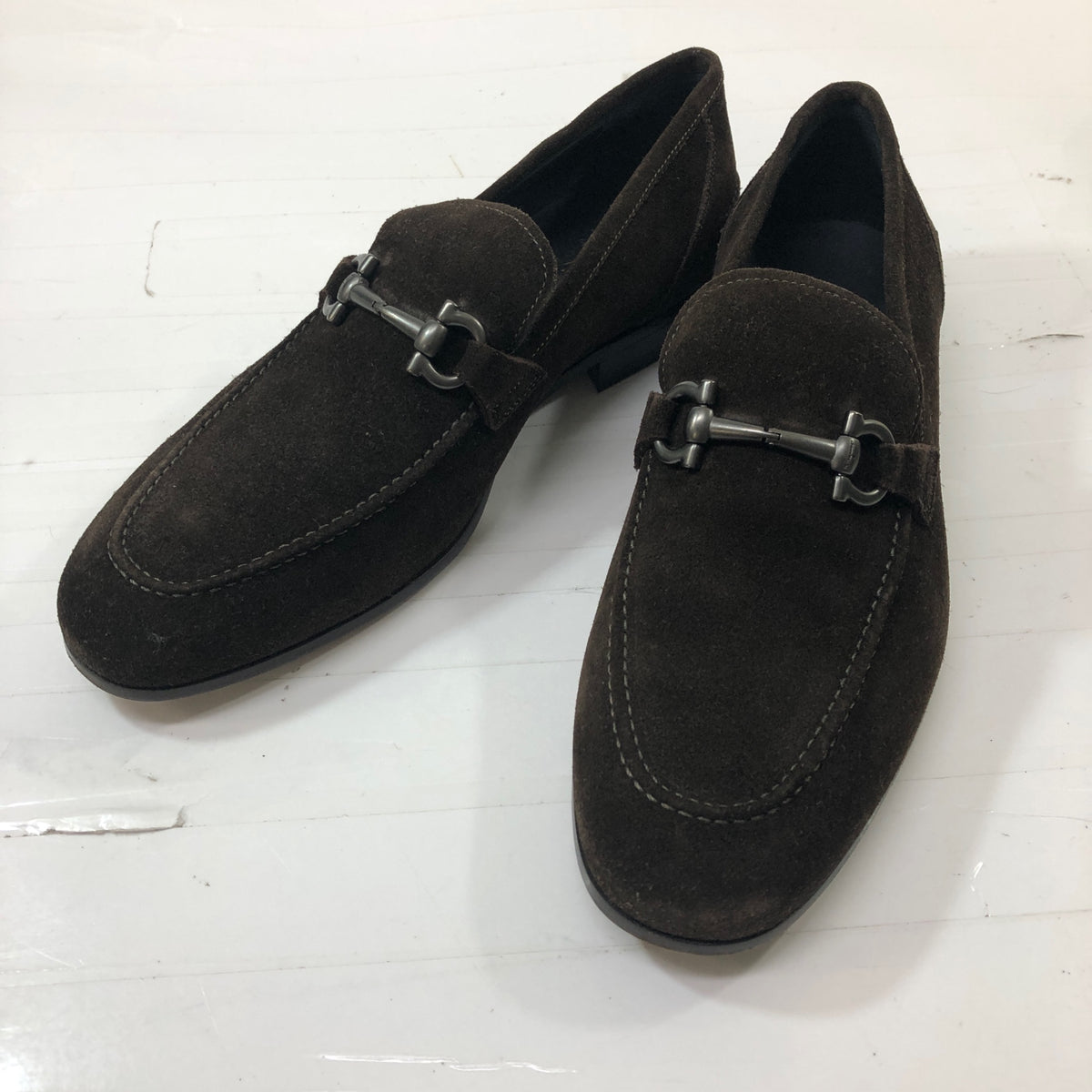 フェラガモ ビットローファー ガンチーニ Uチップ スエード ブラウン サイズUK6.5EEE メンズ Salvatore Ferragamo 約25.0cm【AFC30】