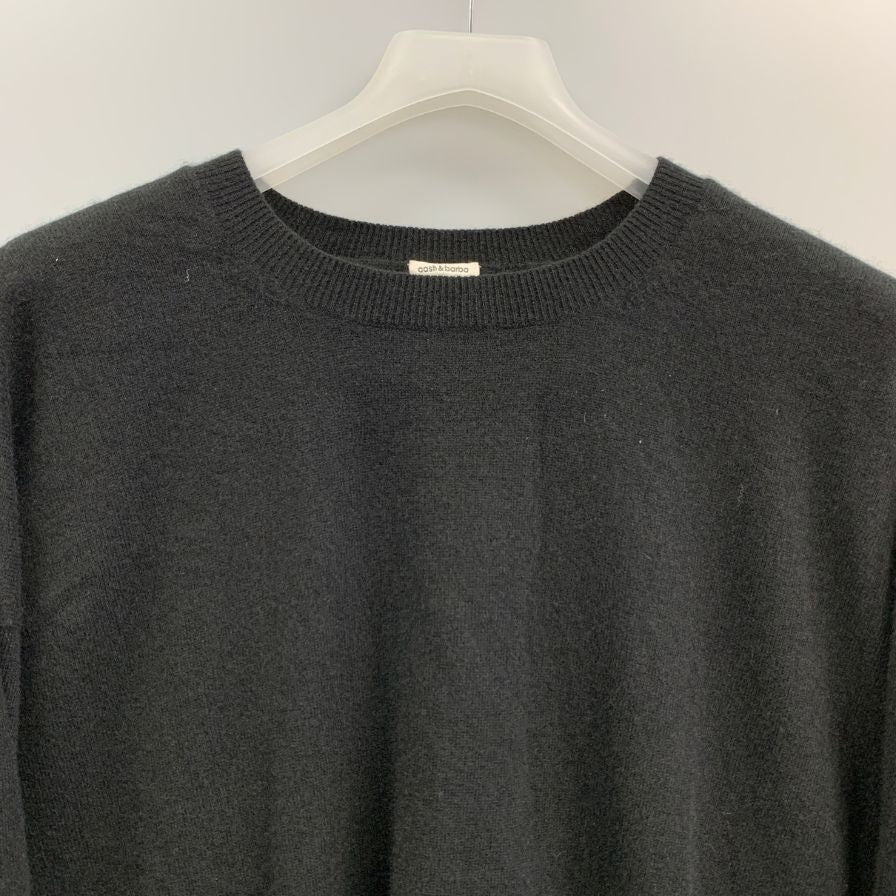 美品◆キャッシュ＆バルバ モンゴリアンカシミヤ エルボーパッチ ポロ ニット カシミヤ100％ ブラック メンズ サイズ4 cash & barba 【AFB34】