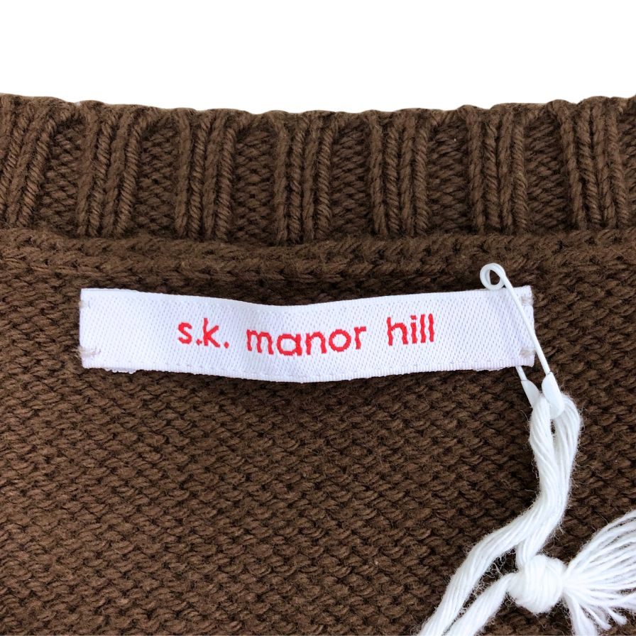 新品同様◆エスケーマノアヒル Vネックべスト コットン ブラウン サイズM s.k.manor hill 【AFB35】