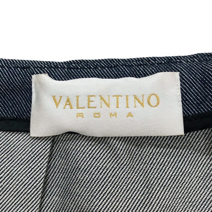 ヴァレンティノ スカート シルク コットン デニム 台形 ブルー系 レディース サイズ38 VALENTINO【AFB10】