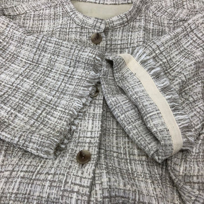 極美品◆ル シェル ブルー 半袖ワンピース ツイードショートドレス ベージュ系 レディース サイズ36 LE CIEL BLEU 【AFB6】