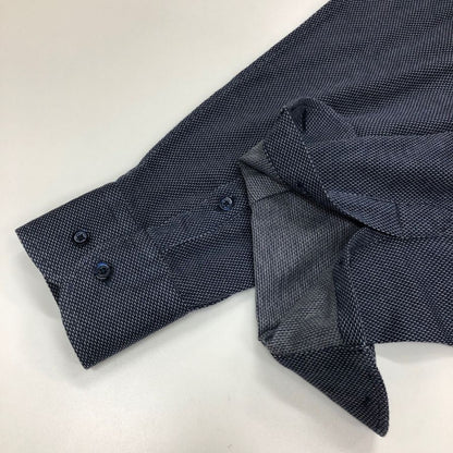 極美品◆エンポリオ アルマーニ シャツ 長袖 コットン 総柄 メンズ ネイビー サイズ41 EMPORIO ARMANI 【AFB14】