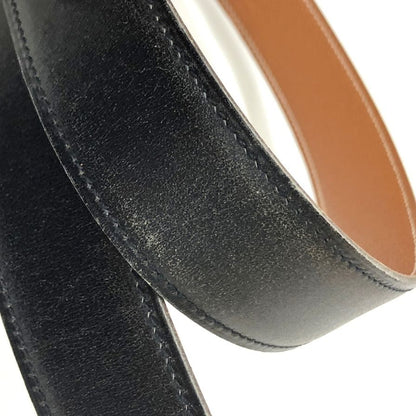 エルメス ベルト H バックル ボックスカーフ トゴ □C刻 ブラック ブラウン ゴールド金具 HERMES【AFI9】