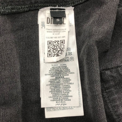 美品◆ディーゼル デニム 半袖シャツ Dロゴ刺繍 メンズ サイズS ブラック DIESEL 【AFB34】