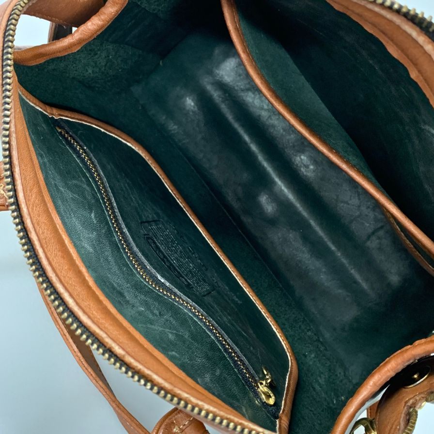 コーチ ハンドバッグ ショルダーバッグ オールドコーチ 2WAY レザー ブラウン×グリーン COACH【AFE9】
