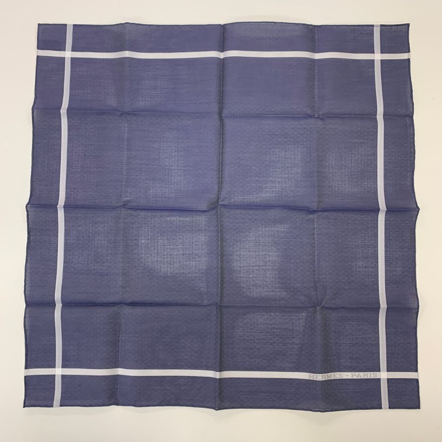 エルメス ハンカチ コットン100% ネイビー レディース HERMES【AFI12】【中古】