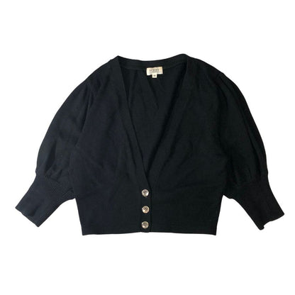 美品◆フォクシー ブティック カーディガン ショート クロップド ニット ボレロ 長袖 23533 ブラック レディース サイズ40 FOXEY BOUTIQUE 【AFB9】