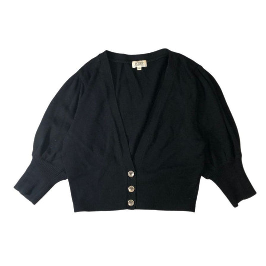 美品◆フォクシー ブティック カーディガン ショート クロップド ニット ボレロ 長袖 23533 ブラック レディース サイズ40 FOXEY BOUTIQUE 【AFB9】