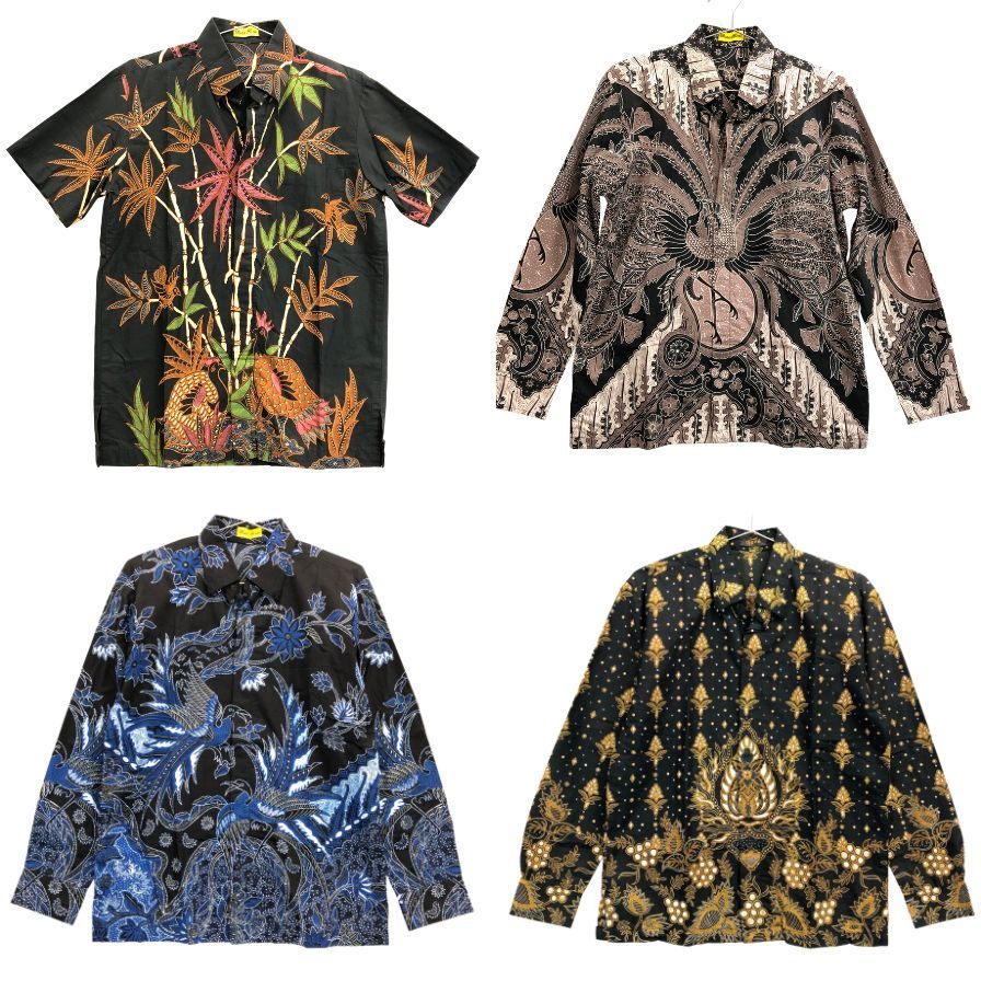 美品◆バティックシャツ 総柄 半袖1点 長袖3点 4点セット サイズ表記なし 【AFB32】