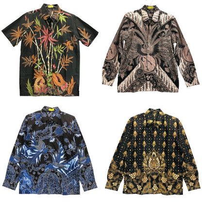 美品◆バティックシャツ 総柄 半袖1点 長袖3点 4点セット サイズ表記なし 【AFB32】