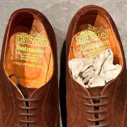 グレンソン レザーシューズ 6381 フルブローグ スエード ブラウン サイズUK6.5F メンズ GRENSON ビジネスシューズ 約25.0cm【LA】【中古】