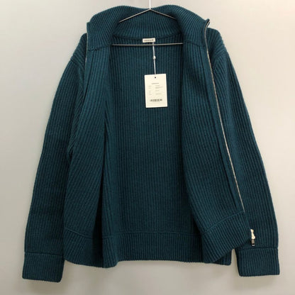 新品同様◆キャッシュ＆バルバ モンゴリアン カシミヤ ドライバー ニット ジャケット ダブルジップ OMCSW004 グリーン サイズ1 Cash & Barba 【AFB6】