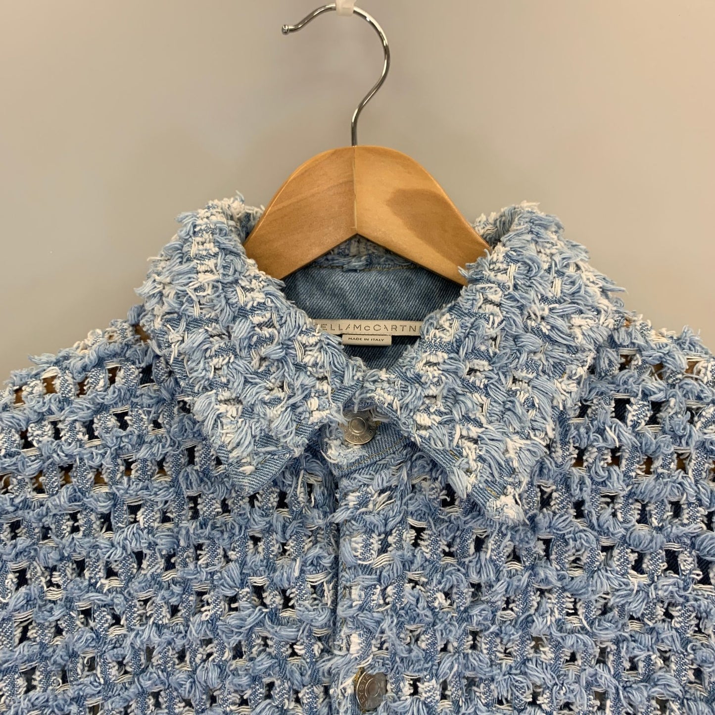 極美品◆ステラマッカートニー 24年 コート デニム生地 ブルー レディース サイズS STELLA McCARTNEY 【AFA2】