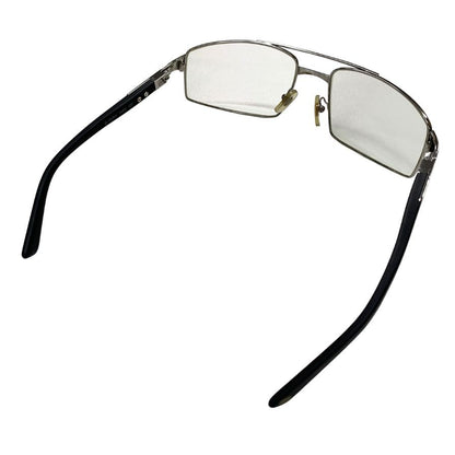 カルティエ メガネ スチール スクエアフレーム 59□18 度付き ユニセックス シルバー×ブラック Cartier【AFI4】